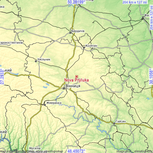 Topographic map of Nova Pryluka