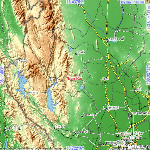 Topographic map of Ban Rai