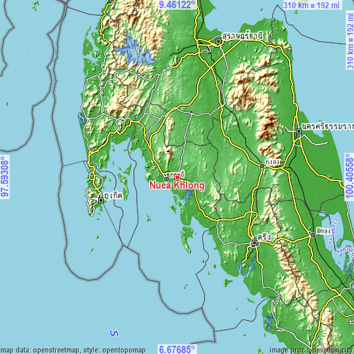 Topographic map of Nuea Khlong