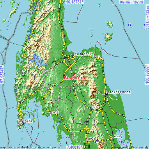 Topographic map of Ban Na San