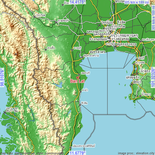 Topographic map of Ban Lat