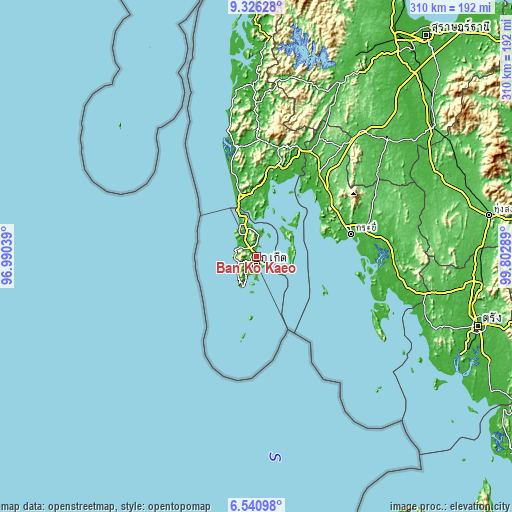 Topographic map of Ban Ko Kaeo