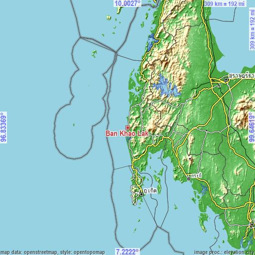 Topographic map of Ban Khao Lak