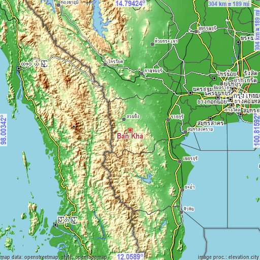 Topographic map of Ban Kha