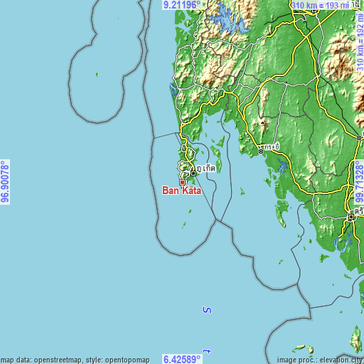 Topographic map of Ban Kata