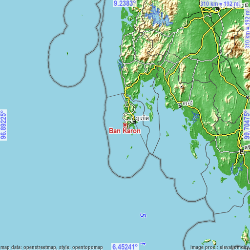 Topographic map of Ban Karon