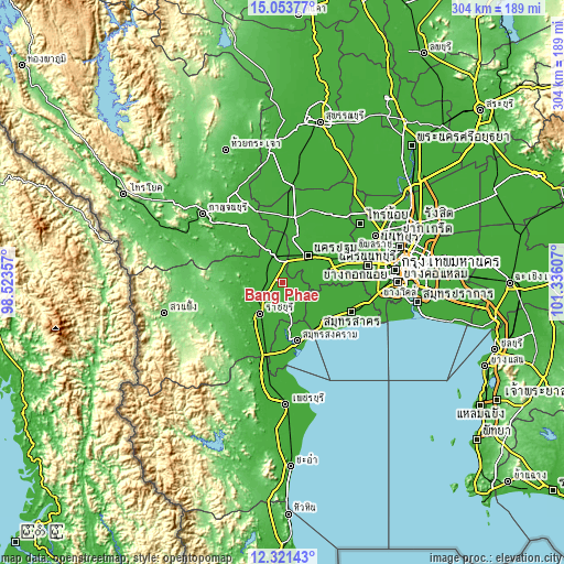 Topographic map of Bang Phae