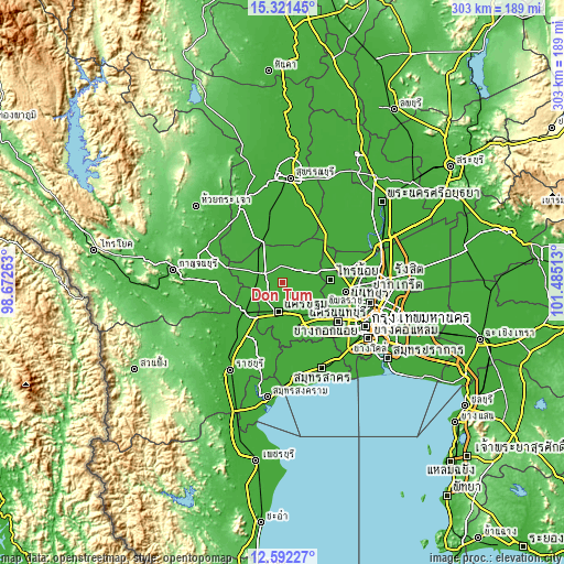 Topographic map of Don Tum
