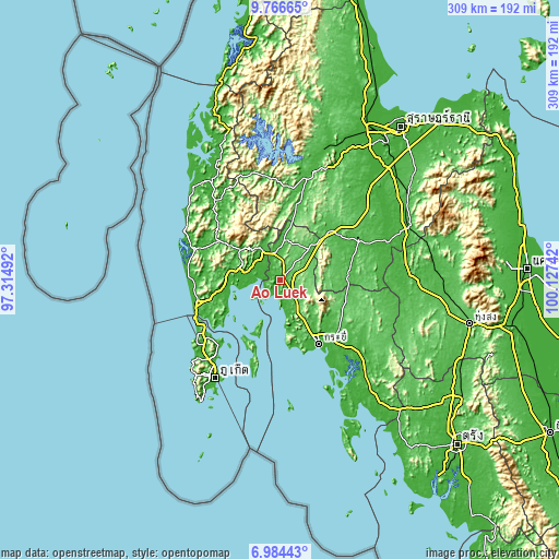 Topographic map of Ao Luek