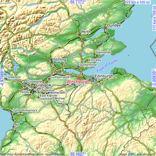 Topographic map of Winchburgh