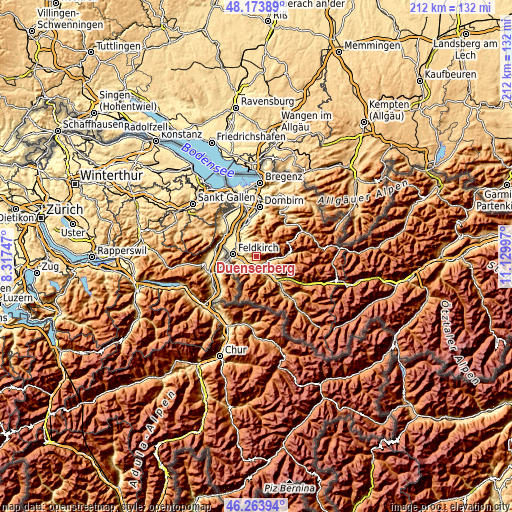 Topographic map of Dünserberg