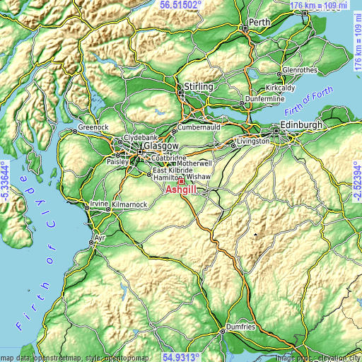 Topographic map of Ashgill