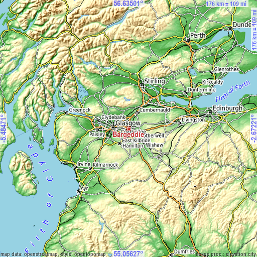 Topographic map of Bargeddie