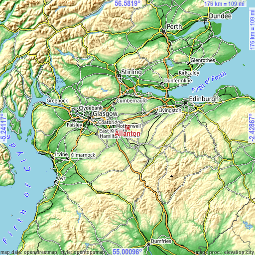 Topographic map of Allanton