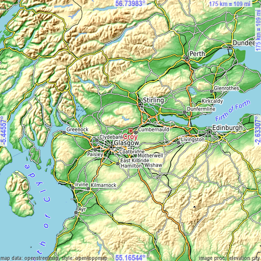 Topographic map of Croy