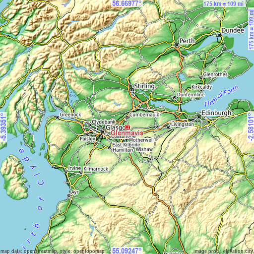 Topographic map of Glenmavis