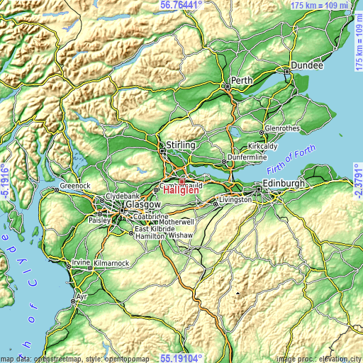 Topographic map of Hallglen