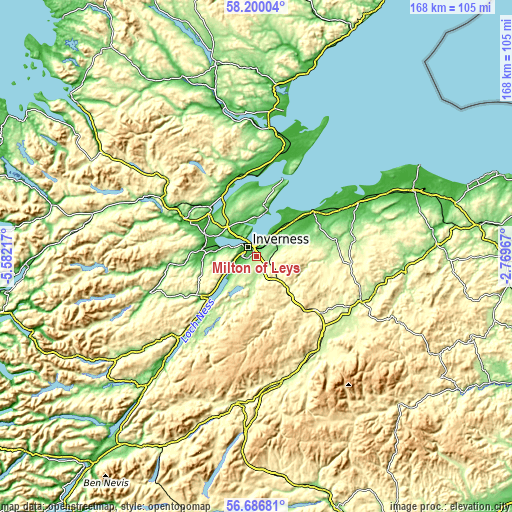 Topographic map of Milton of Leys