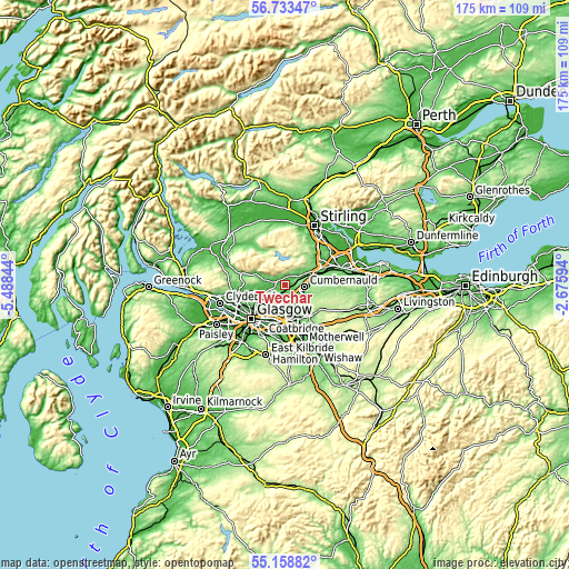 Topographic map of Twechar