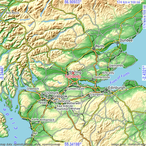 Topographic map of Tullibody