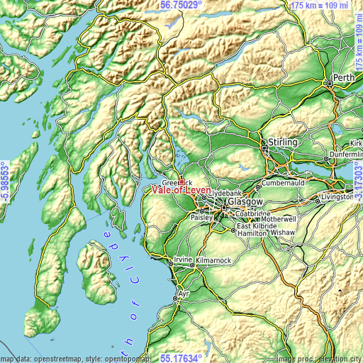 Topographic map of Vale of Leven