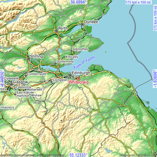 Topographic map of Whitecraig