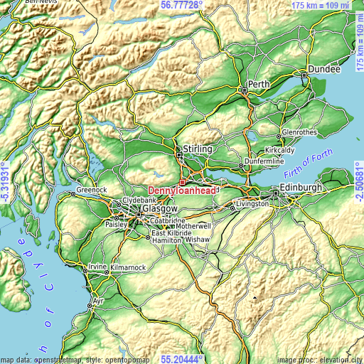 Topographic map of Dennyloanhead