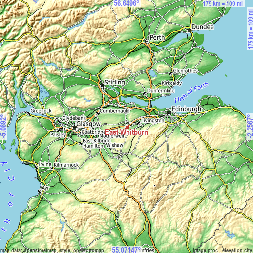 Topographic map of East Whitburn