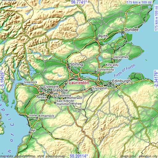 Topographic map of Laurieston