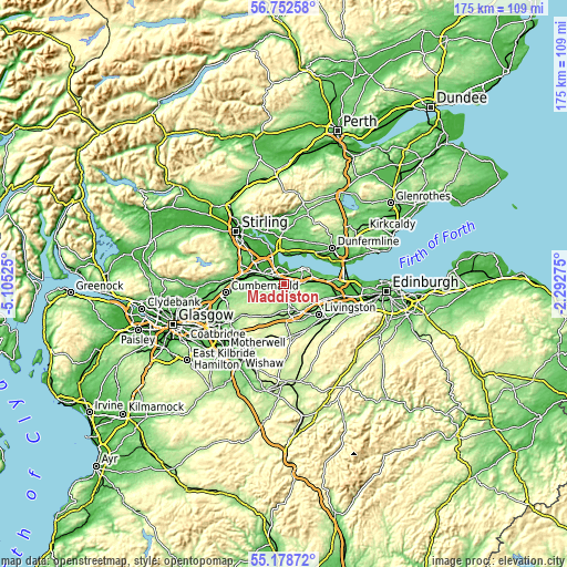 Topographic map of Maddiston