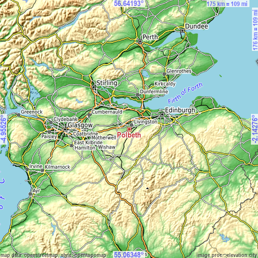 Topographic map of Polbeth