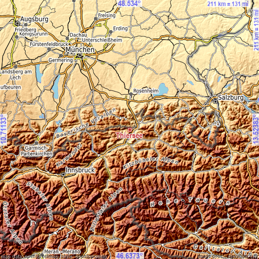 Topographic map of Thiersee