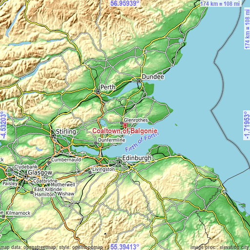 Topographic map of Coaltown of Balgonie