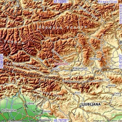 Topographic map of Draschen