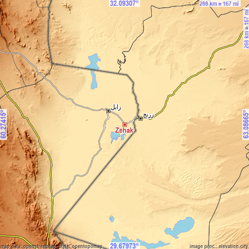 Topographic map of Zehak