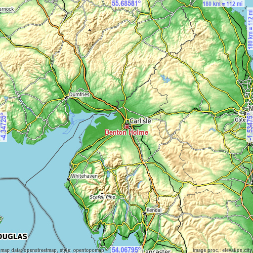 Topographic map of Denton Holme