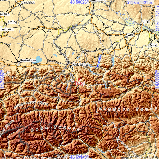 Topographic map of Taugl