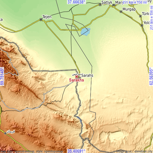 Topographic map of Sarakhs