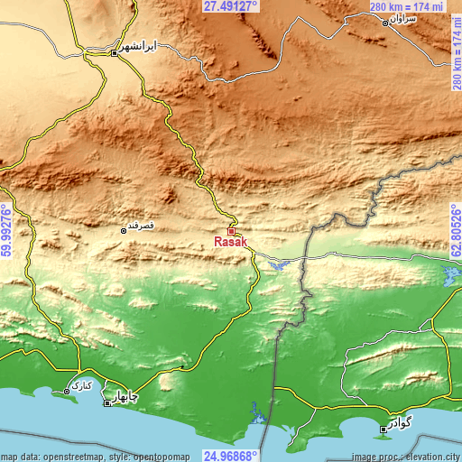 Topographic map of Rāsak