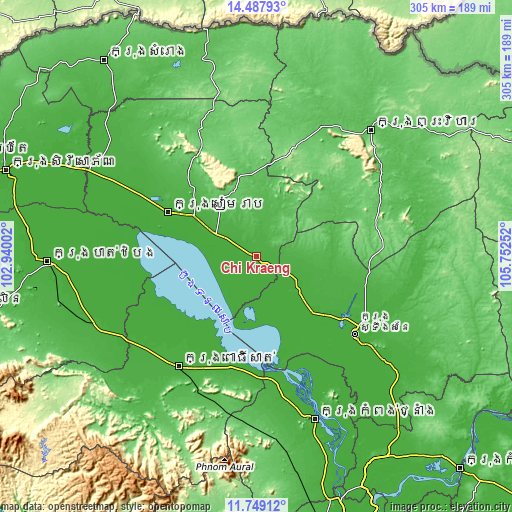Topographic map of Chi Kraeng