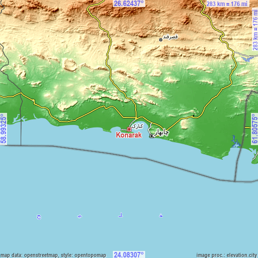 Topographic map of Konārak