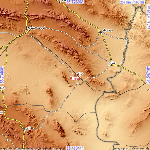 Topographic map of Khvāf