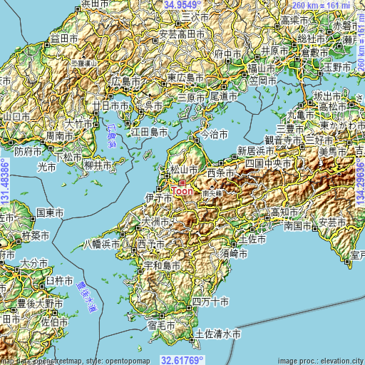 Topographic map of Tōon