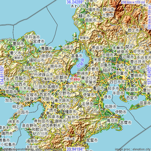 Topographic map of Yasu