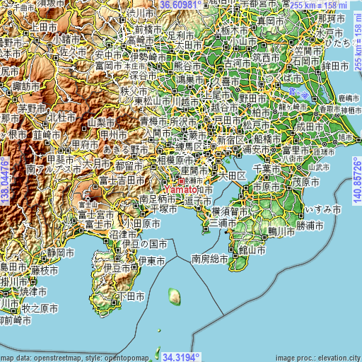 Topographic map of Yamato
