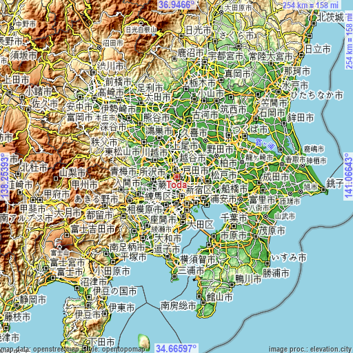 Topographic map of Toda