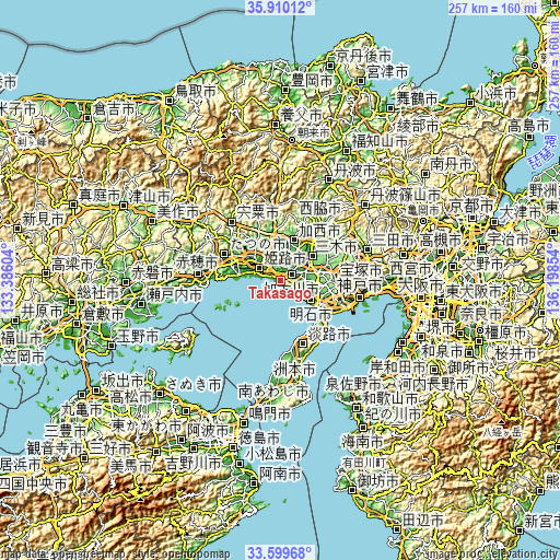 Topographic map of Takasago