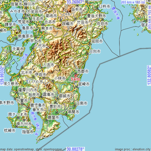 Topographic map of Saito