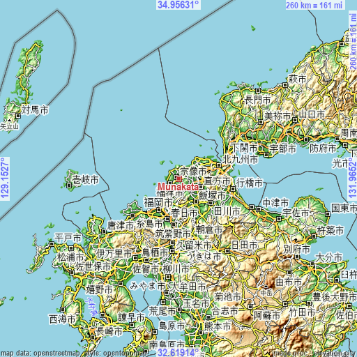 Topographic map of Munakata