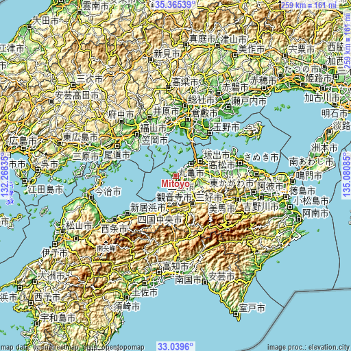 Topographic map of Mitoyo